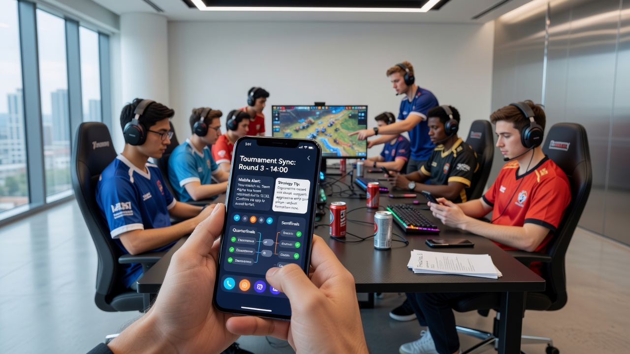 Deelnemers die mobiele apps gebruiken voor toernooiplanning